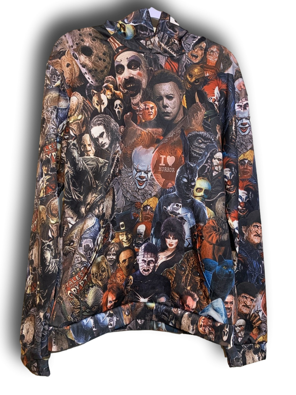 All-Over Horror Collage Hoodie - Multicolor XXXL